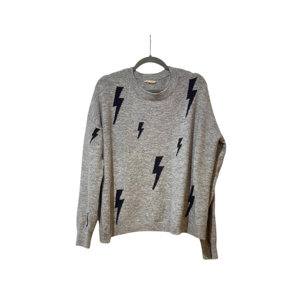 Ee:some Grey lightning bolt sweater Small Medium